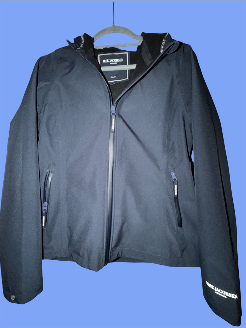 Ilse Jacobsen Navy Hooded Rain Jacket
